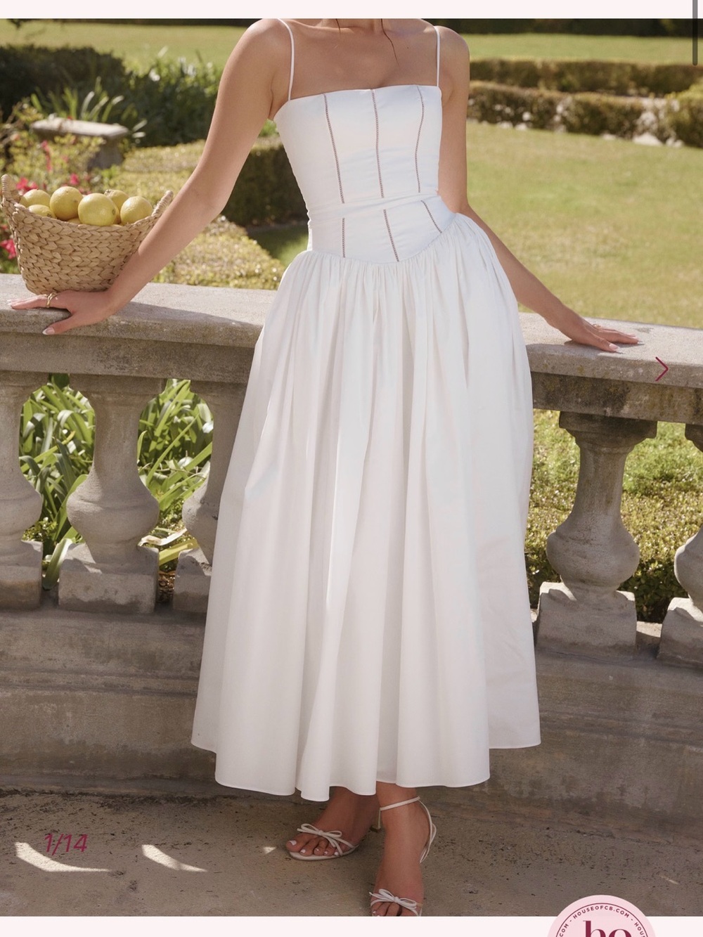 House of CB White Maxi Dress with Corset Bodice